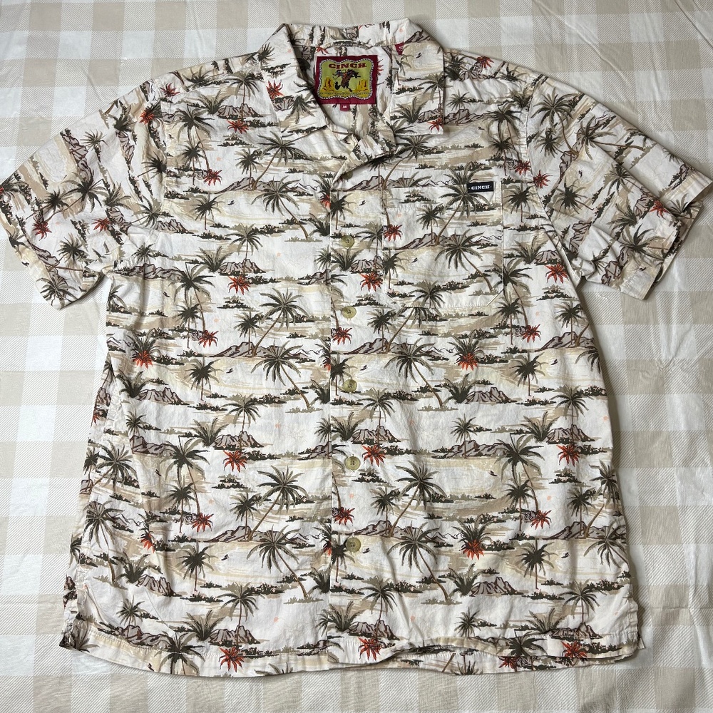CINCH Mens Tropical Short Sleeve Button Down